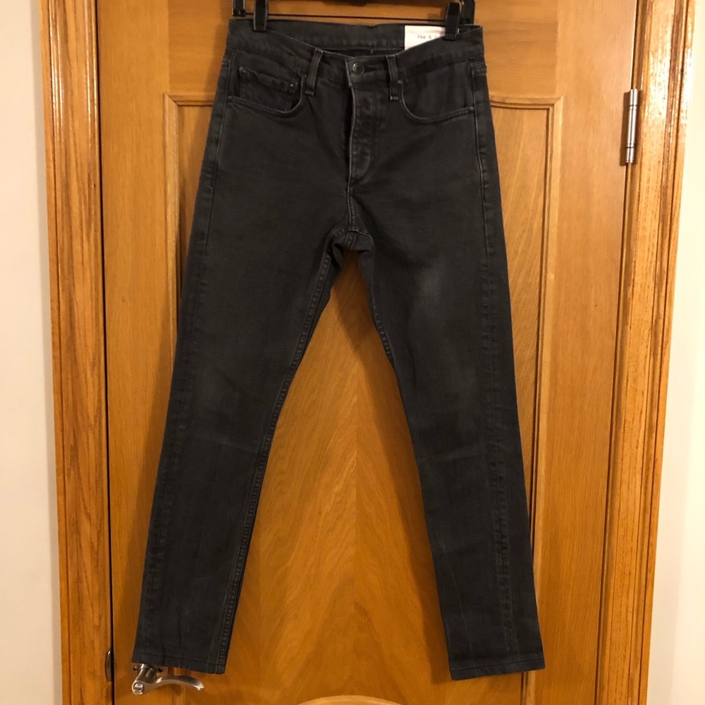 Rag & Bone Men’s Fit 1 Extra Slim in Shelter Black Wash Denim Jeans Size 29